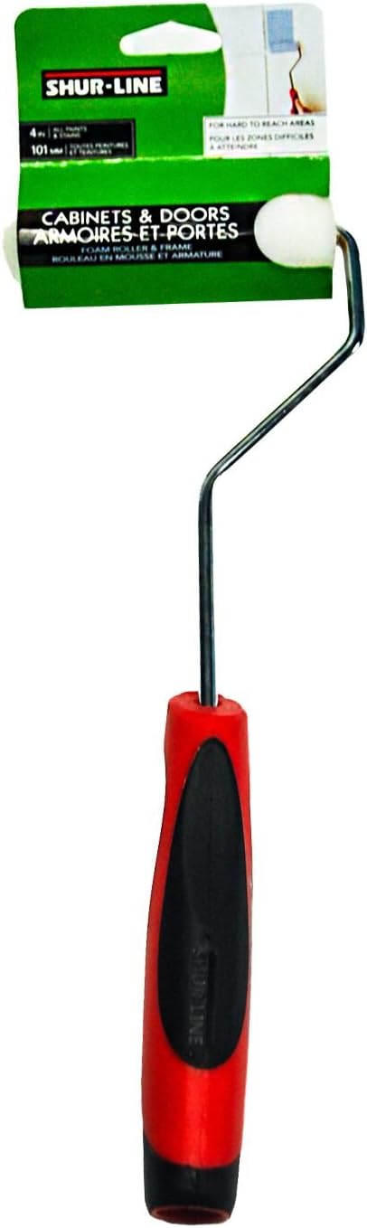 Shur-Line 2006689 4 Ergonomic Sure-Grip Foam Mini Roller with 12-Inch Handle, Red