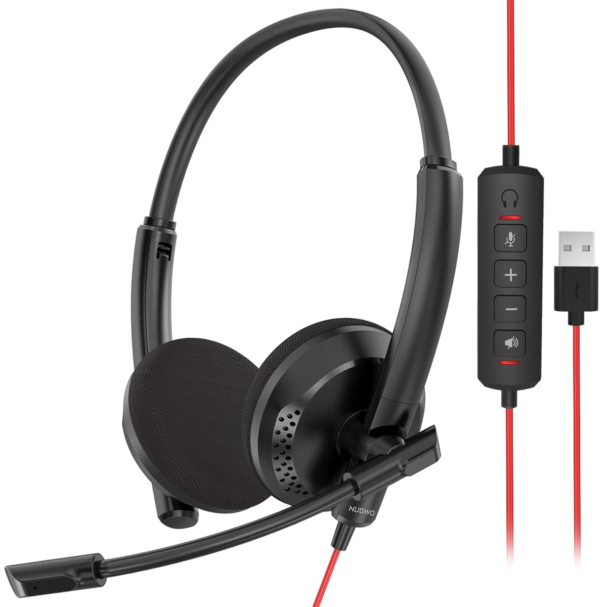 NUBWO HW01 USB Headphone/ 3.5mm Computer Headset with Microphone Noise Cancelling for Laptop, Lightweight PC Headset Wired Headphones, Business Headset, Office Computer Headsets for Cell Phone