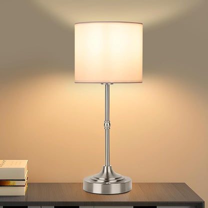 Portable Cordless Table Lamp,Built-in 5200mAH Rechargeable Battery, Dimmable Touch Wireless Light, Bed Side Metal Desk Lamp，Restaurant/Bedroom/Bar/Coffee/Night Light (Brushed Nickel)