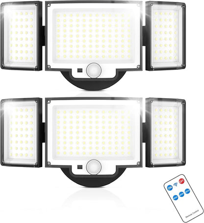 LED Security Lights Motion Sensor,188 LEDs 4200LM Dusk to Dawn Hardwired Flood Lights Outdoor with 3 Modes Remote Control,IP65 Waterproof Motion Sensor Lights, for Garage,Yard,Porch 2 Pack