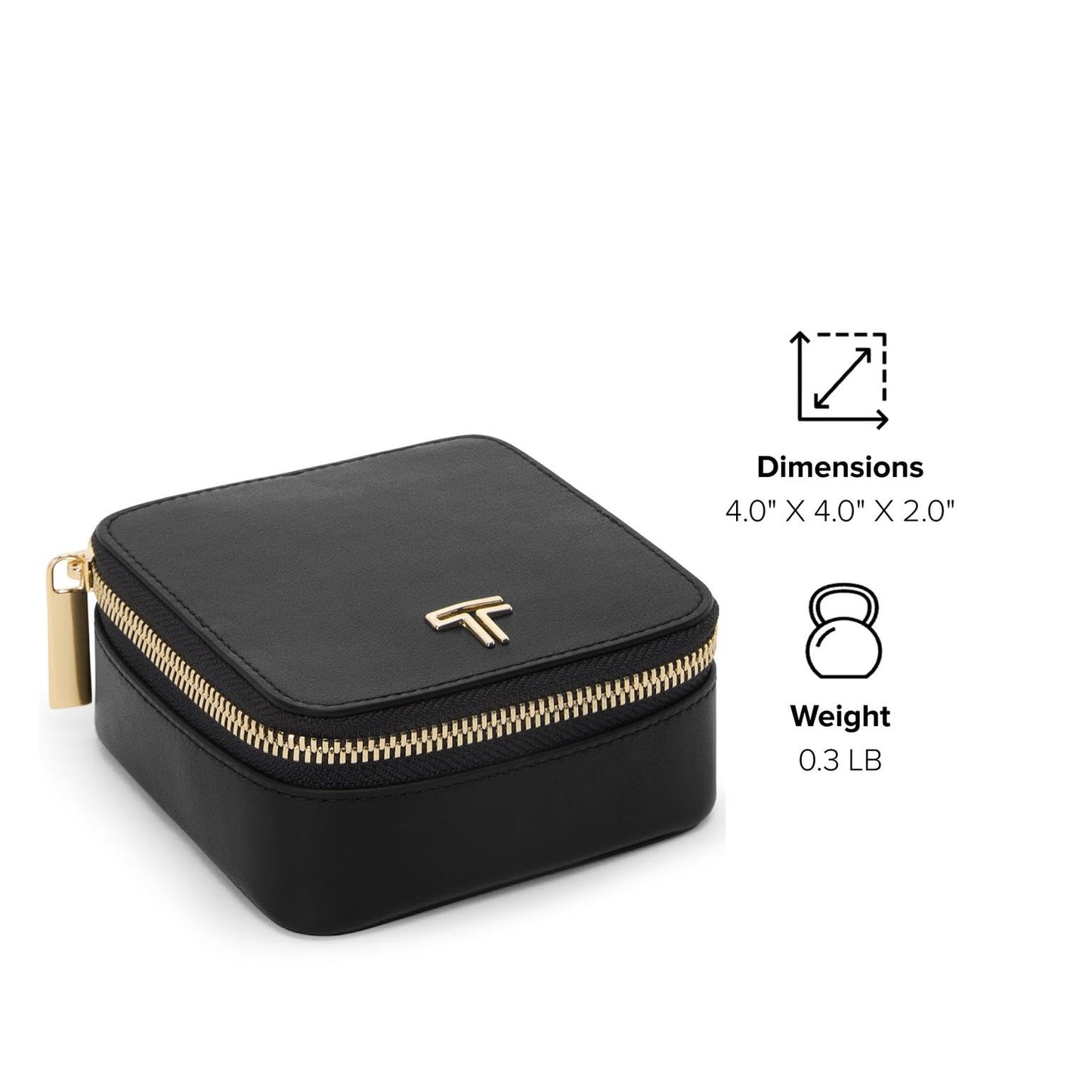 TUMI - Belden Jewelry Case - Women's Premium Leather Travel Accessories Organizer - For Earrings, Rings, Bracelets - Black with Light Gold Hardware