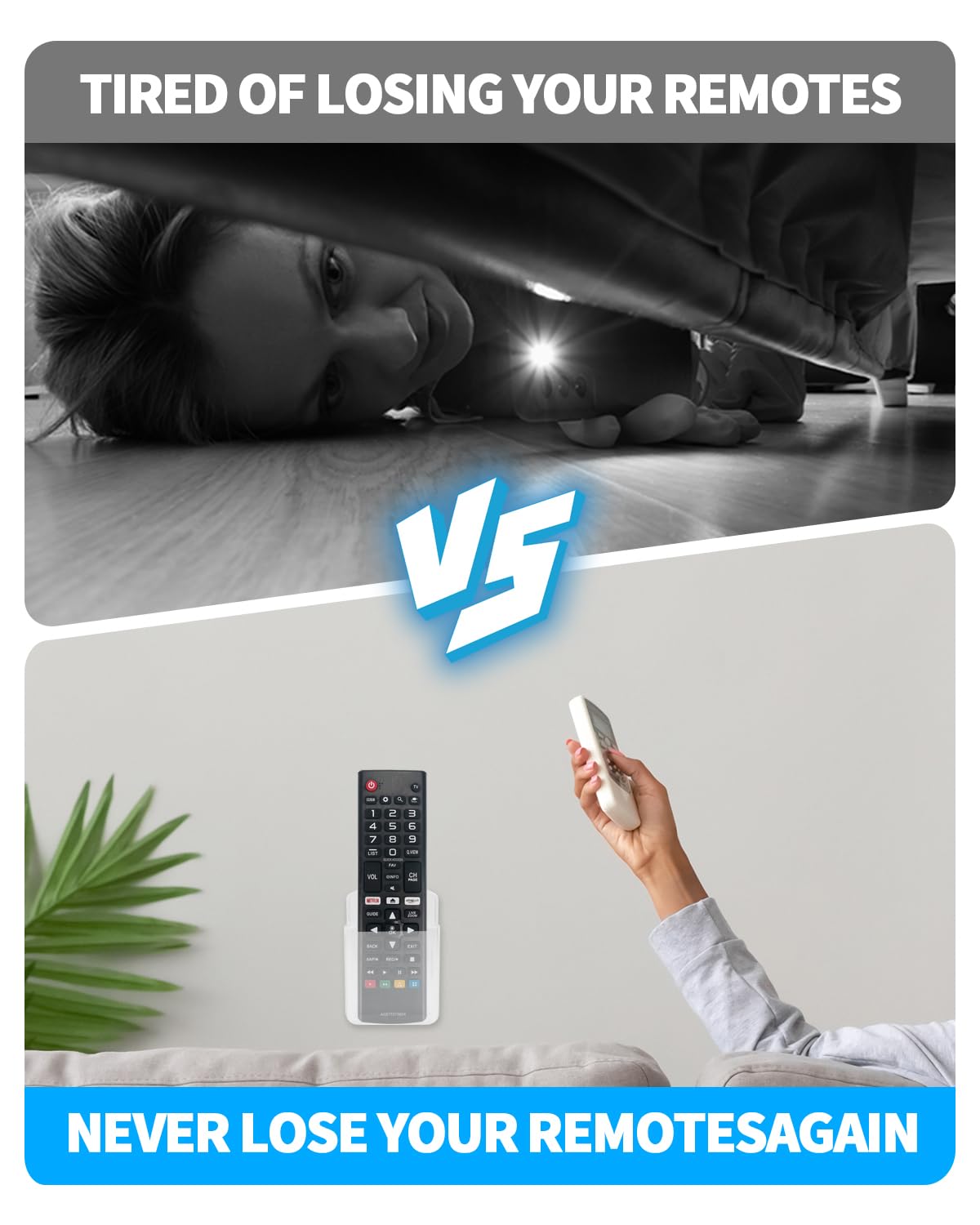 Aecsze 2 PCS Remote Control Holders Wall Mount, Self Adhesive TV Air Conditioner Remote Control Holder, Wall Mount Storage Box Organizer Wall Pen Holder Storage for Home Office School (Clear)