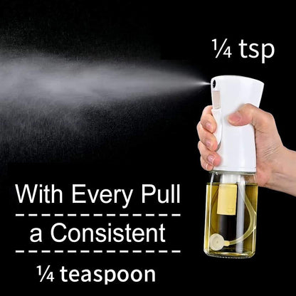 Oil Sprayer for Cooking - Olive Oil Mister Spray Bottle for Cooking - 6.7 fl.oz - Air Fryer Accessories - Refillable Glass Dispenser for Kitchen