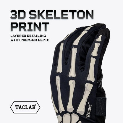 TACLAB Reaper Skeleton Gloves - Thin and Lightweight for Summer, Airsoft, Paintball, Cycling, Motorcycle, Multipurpose (Dark, L)