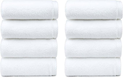 Amazon Basics 8-Pack Soft, Highly Absorbent, Quick-Dry Hand Towels, 100% Cotton