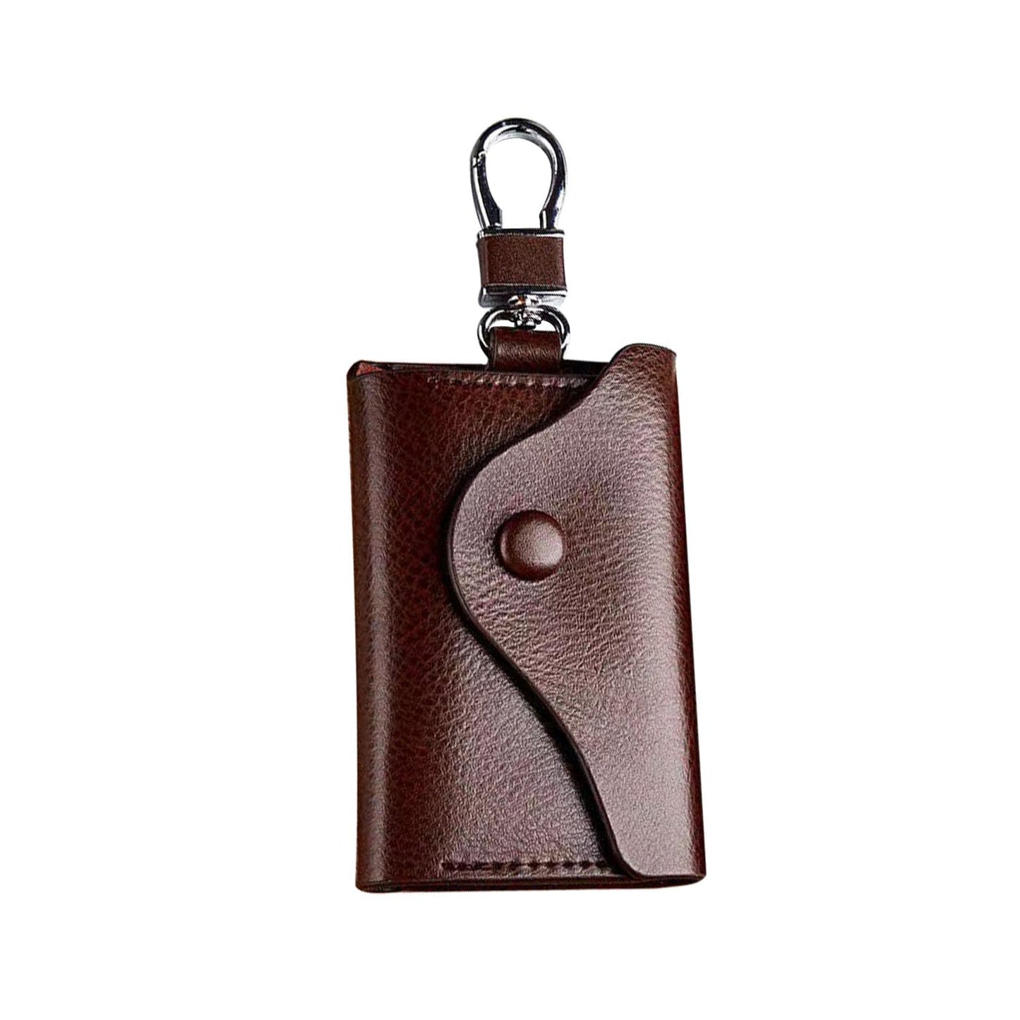 FAYZSOWSR Keys Holder, Leather Men Wrap 8 Keys Position Key Holder Genuine Leather Key Case Metal Clasp Key Case for Cards (Brown)