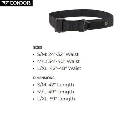 Condor Rigger's Belt Black, Medium/Large