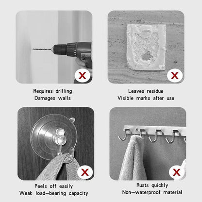 PapaPick Adhesive Wall Hook, Set Heavy-Duty Thickened self-Adhesive Hook，16Pcs，33lb max Loading，Transparent, Waterproof, Bathroom, Outdoor, Kitchen, Doors, Practical Tools.