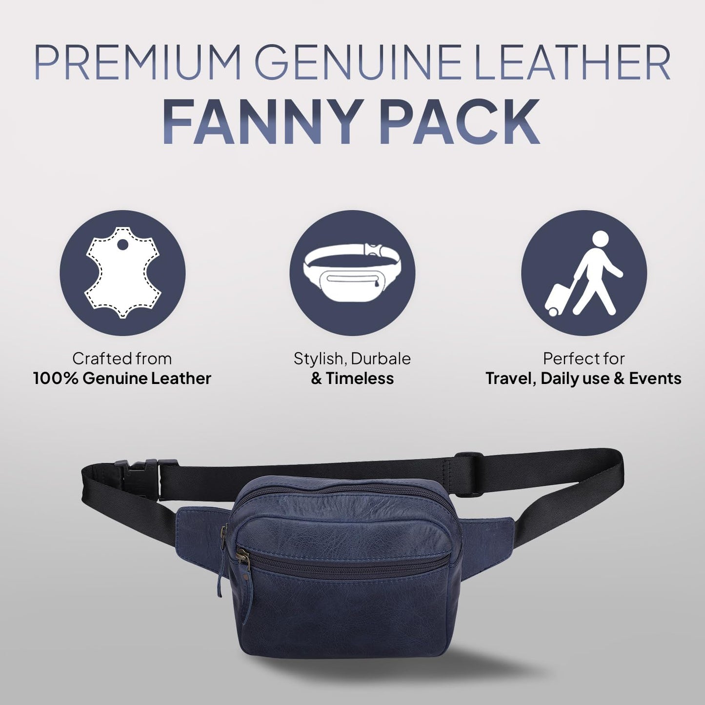 Leather Fanny Pack Crossbody Bum Bag Trendy Multi-Pocket Waist Bag For Men & Women | Hands-Free Sling With Adjustable Strap | Perfect For Travel, Outdoor & Daily Use