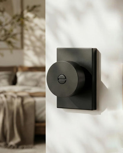 Goldenwarm Black Door Knob Interior, Zinc Alloy Matte Black Privacy Door Knobs for Bedroom Bathroom, Heavy Duty Modern Interior Door Knob (1 Pack)