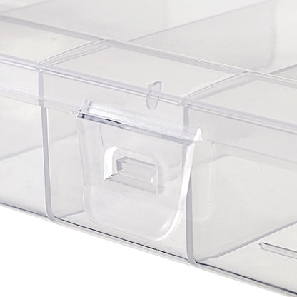 JUXYES 2Pack Plastic Small Fishing Tackle Box Organizer with 6 Compartments, Clear Mini Fishing Tackle Storage Boxes with Dividers, Transparent Fish Pocket Tackle Storage Box Lure Box