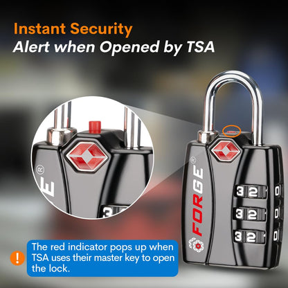 Forge TSA Approved Luggage Locks - Black 2 PK