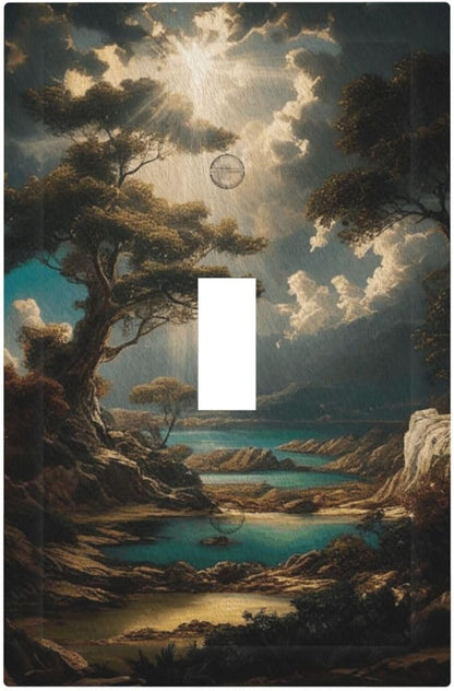 Decorative Art Light Switch Covers Sunburst Over the Wilderness Single Toggle Wall Plate Decorative Switchcover Electrical Switchplate for Home Decor