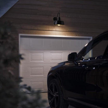 Gooseneck Barn-Lights Outdoor Fixture - 11 inch Farm Style Black Large Lighting Farmhouse Exterior Sconce Wall Light for House, Dusk to Dawn Sensor Front Door Porch Garage (11 inch)