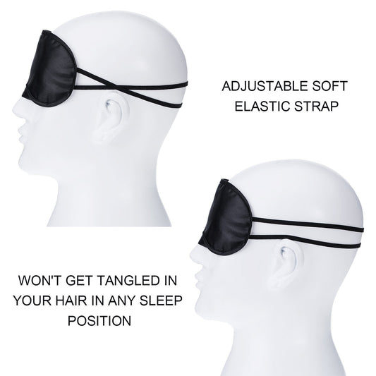 (Black) - Hicarer 30 Pieces Eye Mask Polyester Fabric Shade Cover Blindfold with Nose Pad and Adjustable Strap for Travel Sleep Or Party Game (Black)