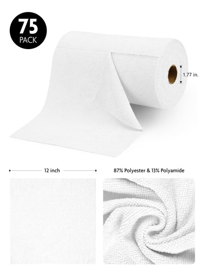 Fantasticlean Microfiber Cleaning Cloth Roll -150 Pack, Tear Away Microfiber Towels, 12" x 12", Reusable, Washable, Ultra Absorbent Dishcloth for Home Supplies, Car, Pet, Kitchen (2 Rolls of Grey)