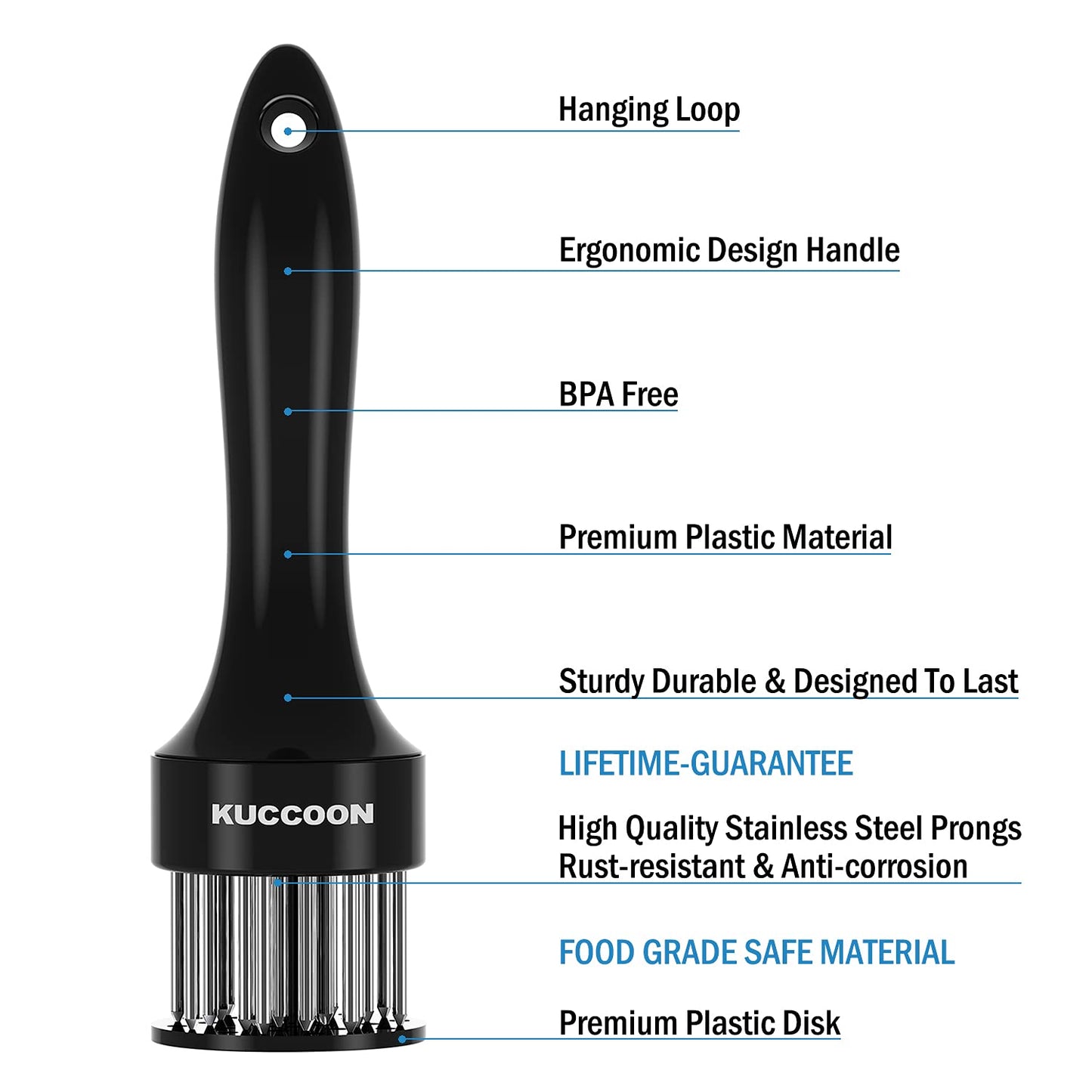 KUCCOON Meat Tenderizer Tool Stainless Steel Needle Ultra Sharp 24 Blades Tenderizer Tool for Tenderizing Beef Chicken Steak Veal Pork