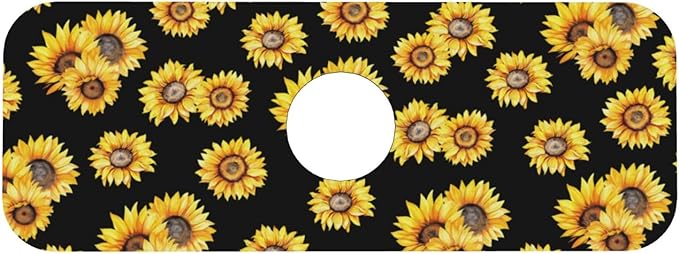 Faucet Draining Mat For Kitchen Sink, Sunflower Flower Black Diatom Mud