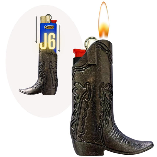 Cowboy Boot Lighter Case. Cow Boy Boot Lighter Holder Sleeve for J5 and J6 BIC Lighters. 3 Colors to Choose from. | Lighters NOT Included (Gray, Full Size J6)