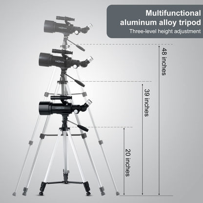 Telescope 70mm Aperture 500mm - for Kids & Adults Astronomical Refracting Telescopes AZ Mount Fully Multi-Coated Optics, with Diagonal Mirror Phone Adapter, Carrying Bag, Wireless Remote Black