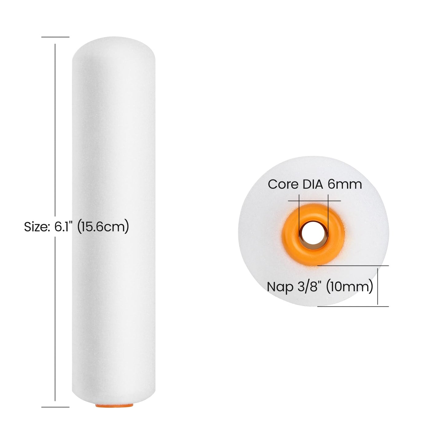 VOOMEY High Density Foam Paint Roller,Paint Roller Covers 6 inch,Small Paint Roller, Sponge Rollers for Painting House,Walls,Ceilings, Doors,Furniture(10 pack)