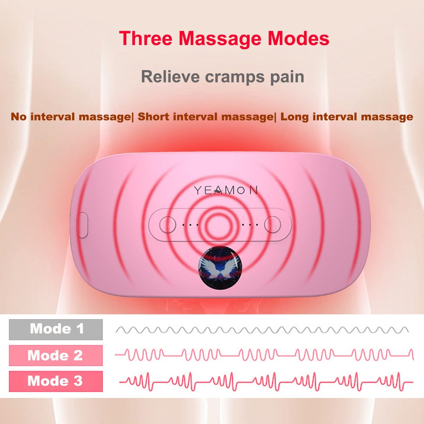 Portable Cordless Heating Pad, Electric Waist Belt Device, Fast Heating Pad with 3 Heat Levels and 3 Massage Modes, Back or Belly Heating Pad, Gifts for Her, Women and Girl