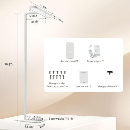 LASTAR Floor Lamp, 7 Brightness Levels Eye-Caring Remote-Control 70'' Led Floor Reading Lamp, 4000K, 9,000LM Standing Lamp Suitable for Living Room, Office, Conference Room, Study, and Piano Room