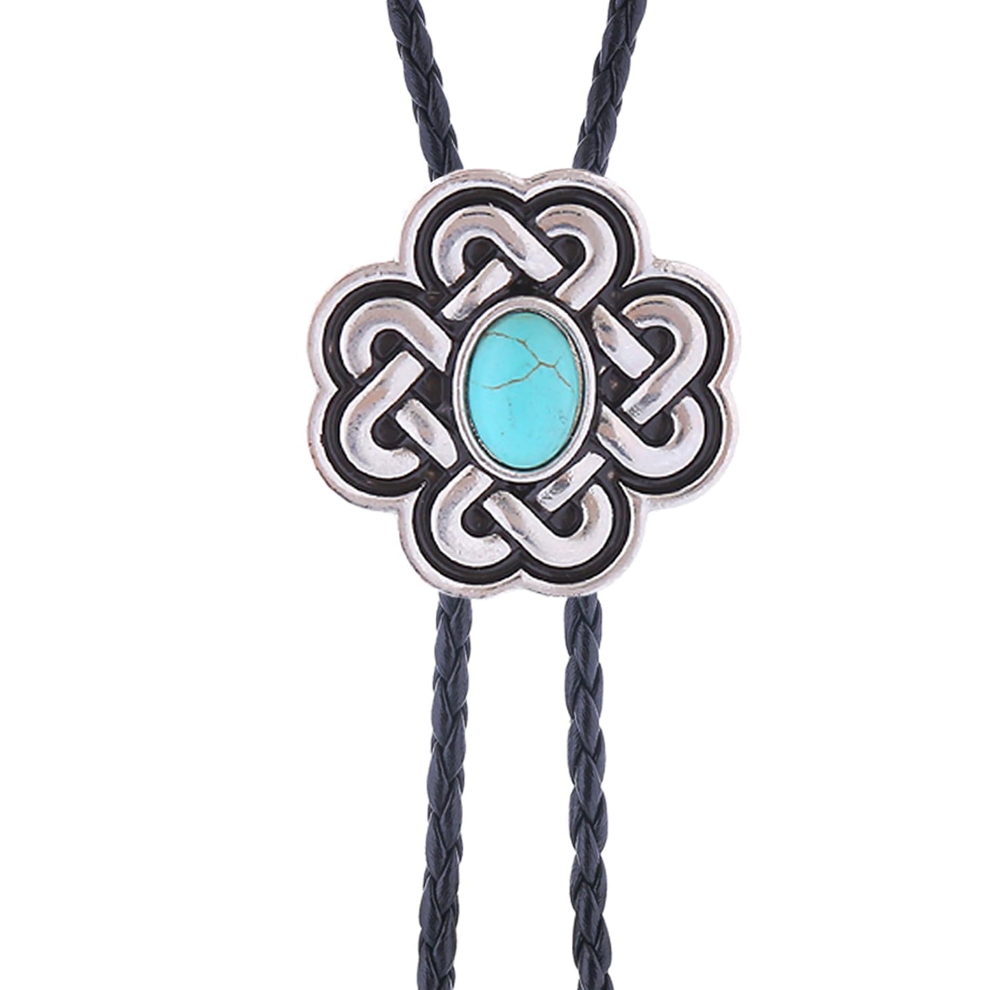 Bjesinmo Western Bolo Tie for Men Vintage Turquoise Bolo Tie Flower Women Rodeo Cowboy Leather Necktie Accessories
