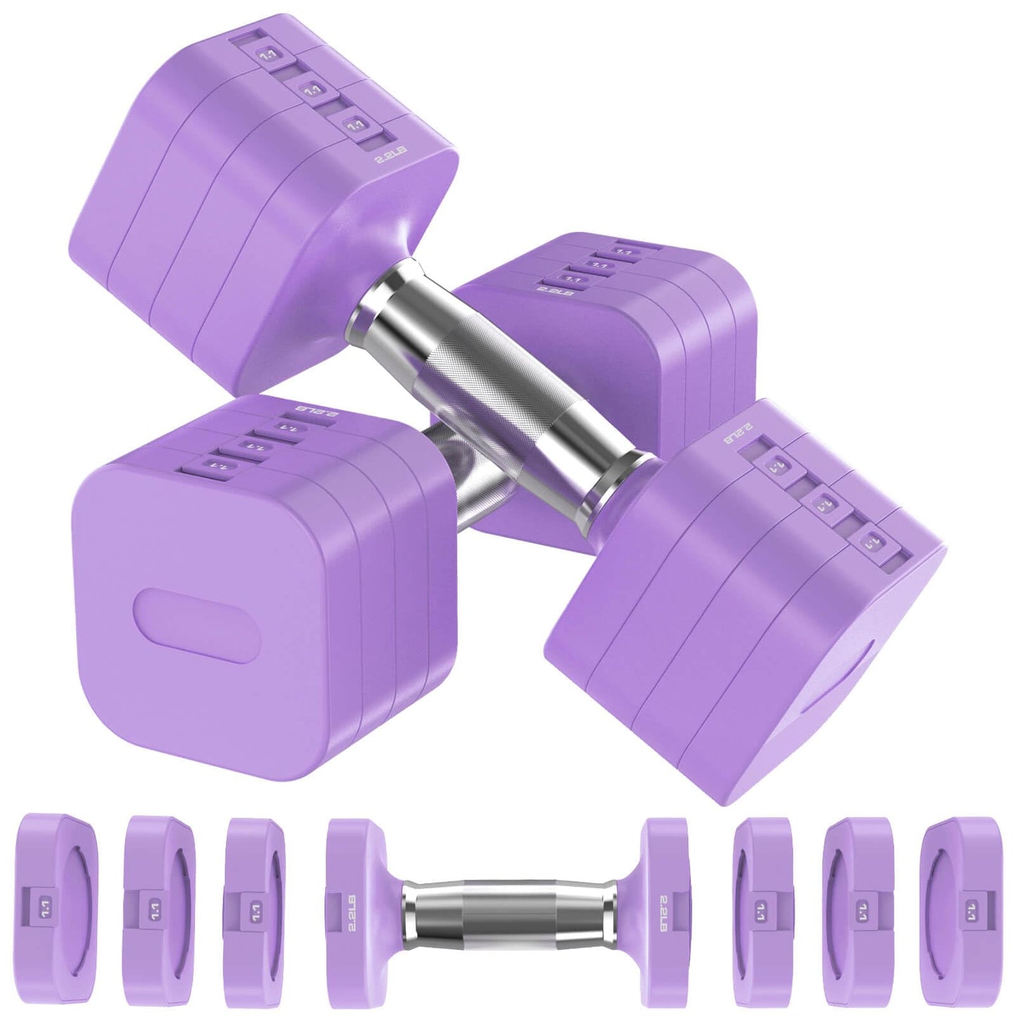 22LBS Adjustable Dumbbells Set, Adjustable Weight Dumbbells with 4 Levels 4.4lb, 6.6lb, 8.8lb, 11lb, Hand Weights Sets for Women/Men Home Gym Full Body Workout