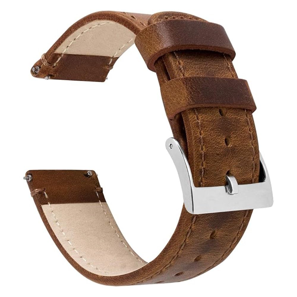 BARTON WATCH BANDS Barton 20mm Leather Watch Band for Men - Premium 20mm Watch Band Leather Design - Elegant 20mm Leather Watch Strap Replacement - Compatible with Most Men's Watches