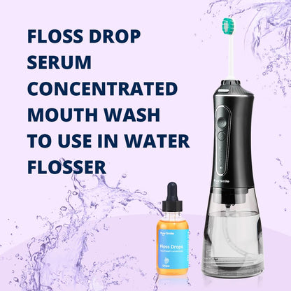 Concentrated Floss Drop Serum – 2oz Concentrated Mouth Wash to Use in Water Flosser | Natural Essentials Promotes Good Breath | Organic Spearmint Drop Supports Good Oral Health