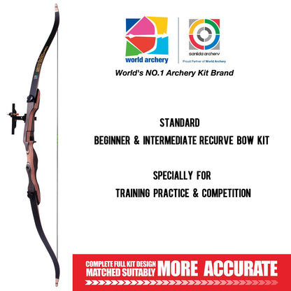 Sanlida Noble Standard Beginner & Intermediate Recurve Bow and Arrows Kit for Adult and Youth, Wooden Takedown Recurve Bow Package for Training, Practice & Competition RH Only (68", 36lbs)