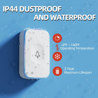 Wireless Doorbells for Home Hearing Impaired Doorbell 2 Buttons & 3 Receivers Flashing Light Wireless Doorbell for Office Classroom Bedroom 1200Ft 36 Ringtones 4 Volume JSIEEM(White)