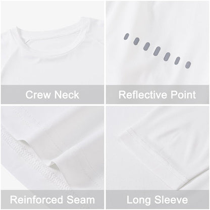 Men's Long Sleeve Rash Guard Swim Shirts UPF 50+ Sun Protection Dry Fit T-Shirt Athletic Tops for Running Hiking Fishing White XL