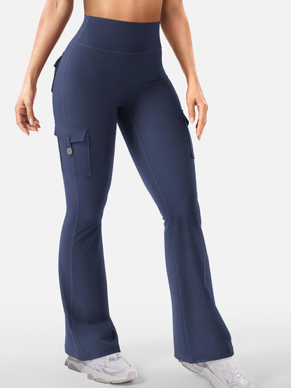 CoreFlex Women’s Workout Flare Leggings - High Waisted, Hidden Pockets, No Front Seam | Gym & Yoga Activewear