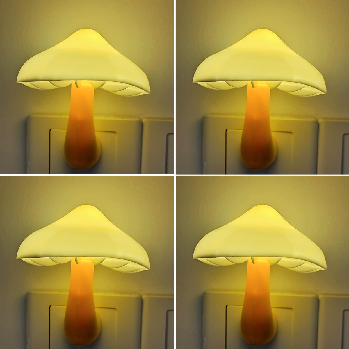 AUSAYE 4 Pack Plug in Night Light, Mushroom Light LED Nightlights for Kids, Adults, Bedroom, Bathroom,Hallway, Stairs, Kitchen White