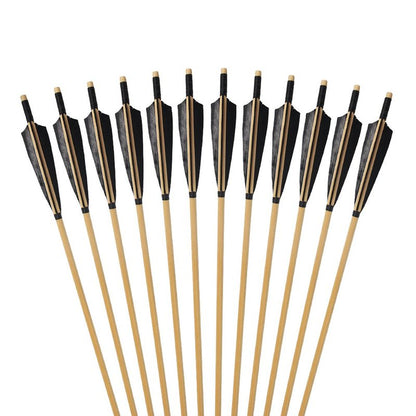 e5e10 Wooden Arrows Archery Handmade Arrows 33inch Shaft with Turkey Feather Fletching for Recurve Bow Longbow Hunting Practice 12PACK