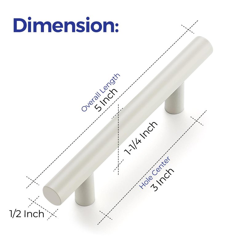 Ravinte 30 Pack | 5 Inch Cabinet Pulls White Stainless Steel Kitchen Drawer Pulls Cabinet Handles 5 InchLength, 3 Inch Hole Center