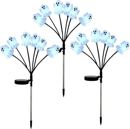SUNNYPARK Set of 3 Halloween Ghost Lights Outdoor Solar Pathway Lights with 18 Cool White LEDs for Garden Yard Lawn Patio Decorations
