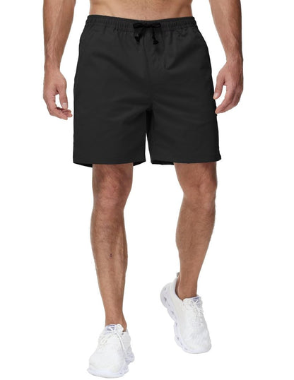 Yundobop Men's Casual 7 Inch Shorts Twill Drawstring Summer Beach Stretch Golf Shorts with Zipper Pockets Black 38