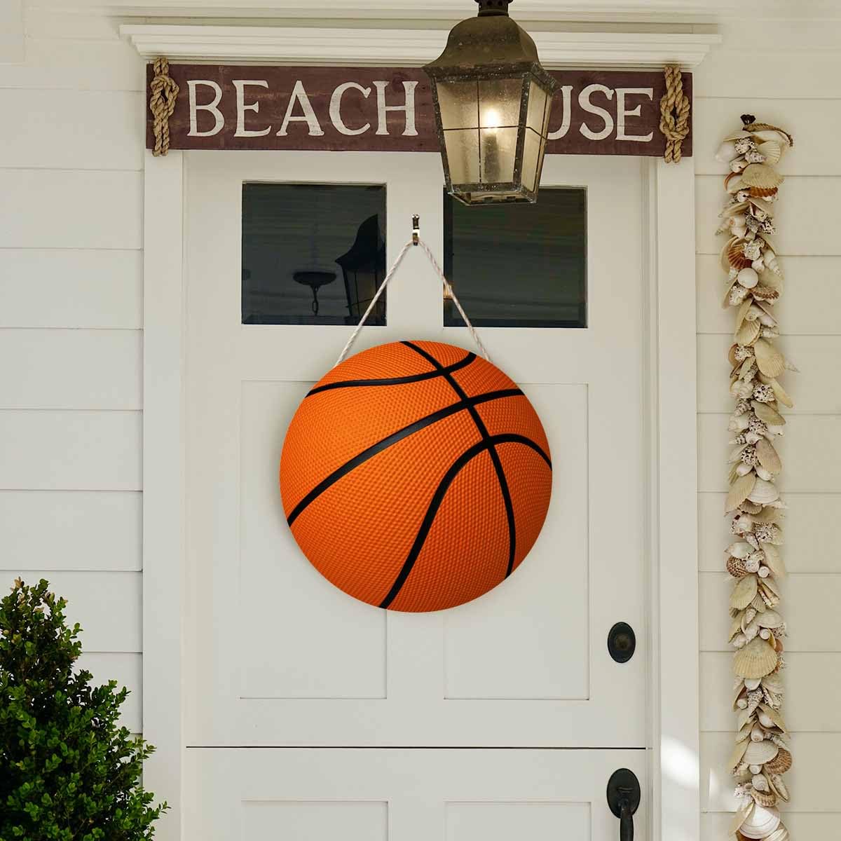 Beabes Welcome Front Door Sign Decor Basketball Pattern 12in Wooden Sign Suitable for Home/Wall/Porch Decoration