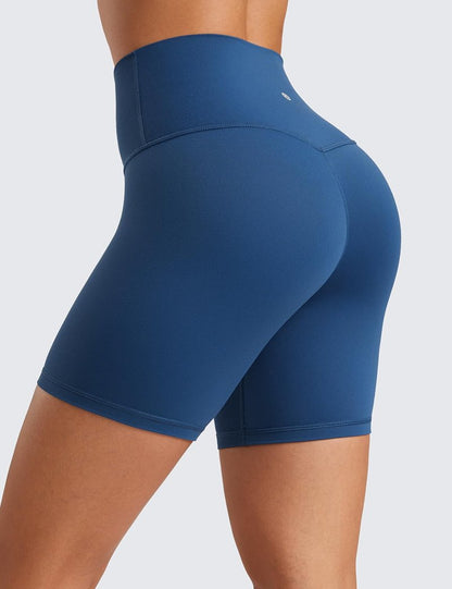 CRZ YOGA ButterLuxe Biker Shorts 6" - High Waisted Workout Running Volleyball Spandex Yoga Womens French Navy Small