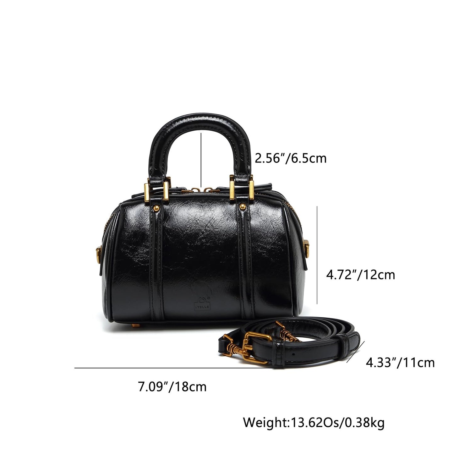 Women's handbag Boston bucket bag single shoulder top handle bag Fashion designer crossbody bag crossbody bag (black)