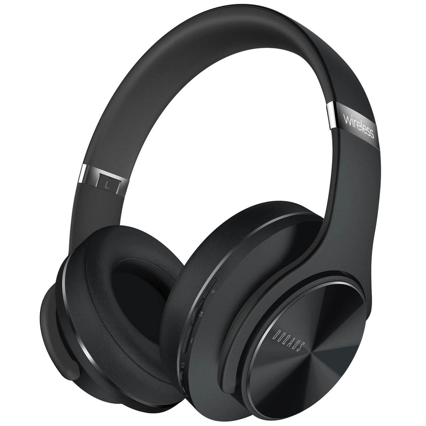 DOQAUS Bluetooth Headphones Over Ear, 90H Playtime Wireless Headphones with App Control, 9 EQ, Deep Bass, HiFi Stereo Sound, Headset for Travel Commute Gym and Study, Foldable Memory Foam