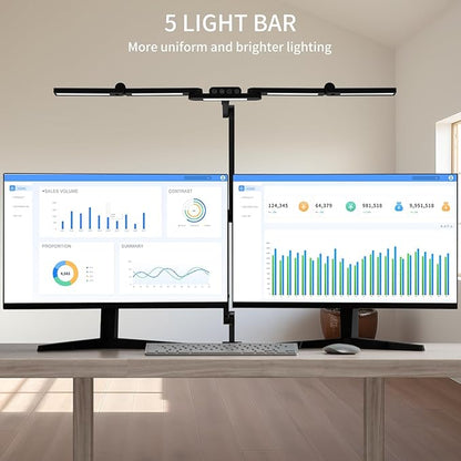 Architect Desk Lamp with 5 Light Bars for Home Office, 32.5Inch Long Led Desk Light with Clamp, 24W Tall Foldable Computer Lamp with Swing Arm, Bright Table Light for Desktop Working Drafting
