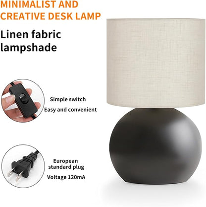 Table Lamp for Bedroom,Bedside Nightstand Lamp for Living Room,Minimalist Bedside Light lamp Set of 2, Desk Lamps for Living Room, Office, Dorm Including Light Bulb（Black）