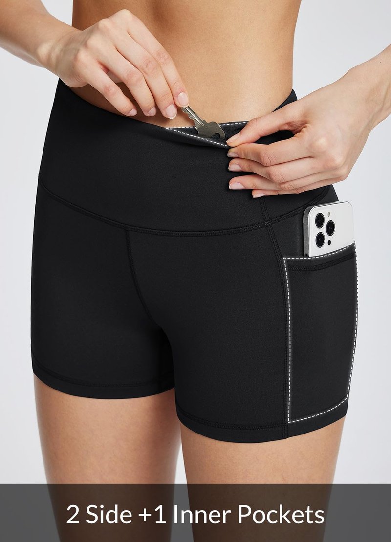 baleaf Womens Spandex Shorts 8" High Waisted Biker Workout Lycra Compression Shorts with Pockets Gray XL