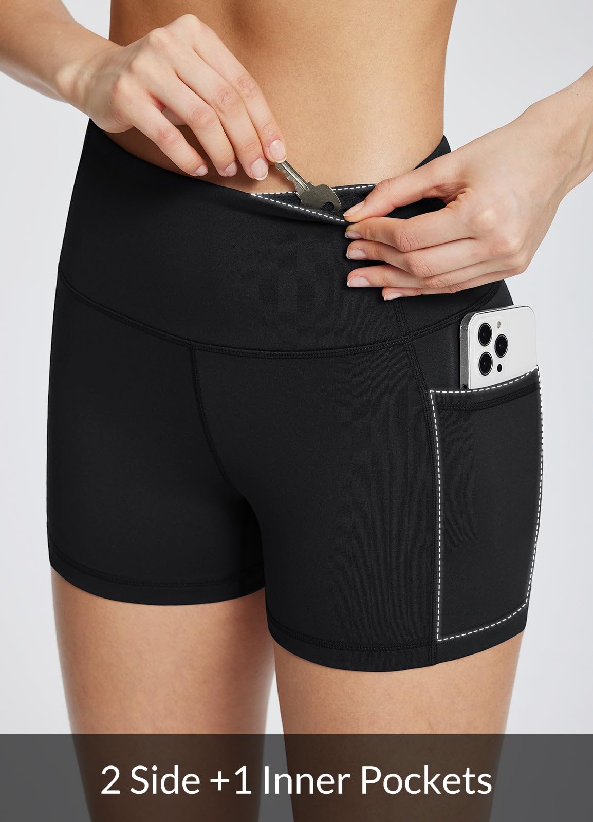 baleaf Biker Shorts Women Yoga Gym Workout Spandex Running Volleyball Tummy Control Compression with Pockets 5" Heather Purple XL