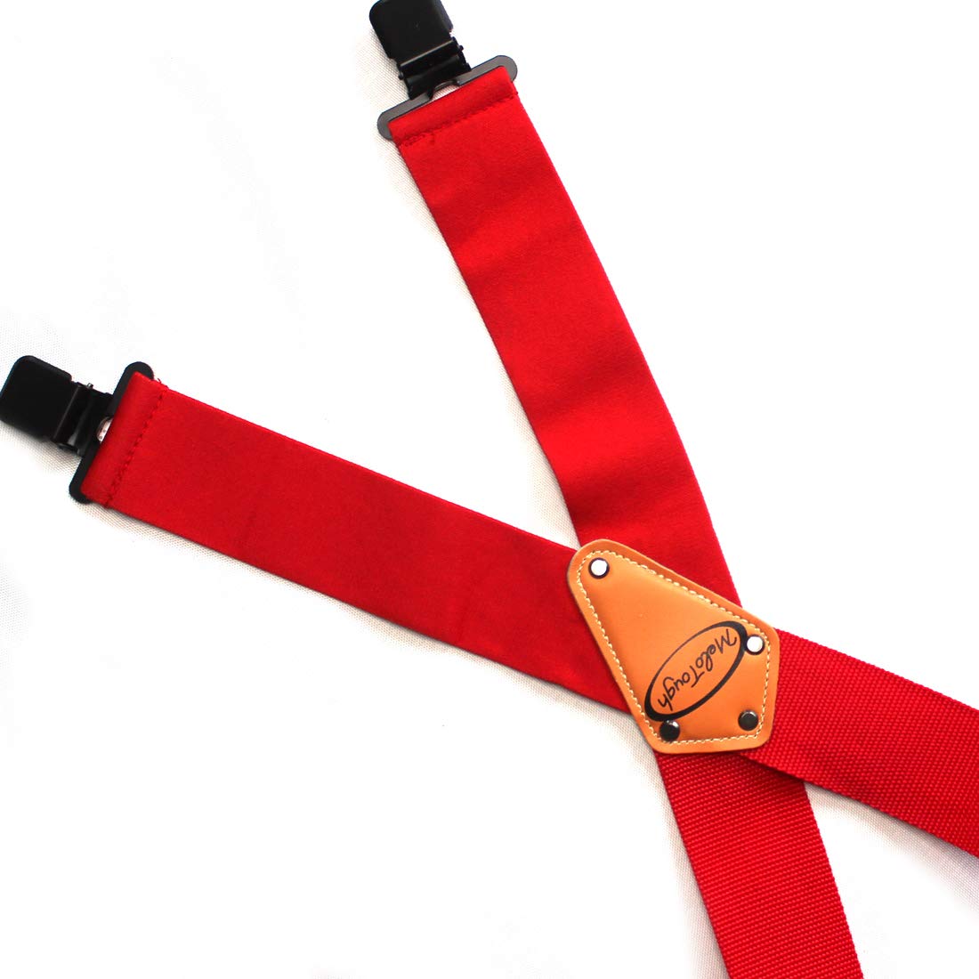 MELOTOUGH Men's Industrial Strength Suspenders Partial Elastic Tradesperson's Suspenders 2 inch Wide Tool Belt Suspenders (Red)