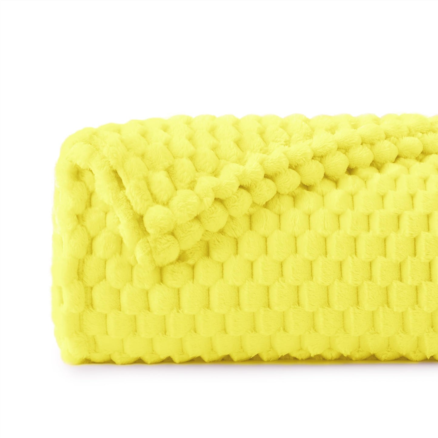 BEDELITE Fleece Throw Blanket for Couch & Bed - 3D Jacquard Decorative Amber Yellow Blanket, Super Soft and Cozy Warm Fuzzy Blanket All Seasons Suitable, 50x60Inches